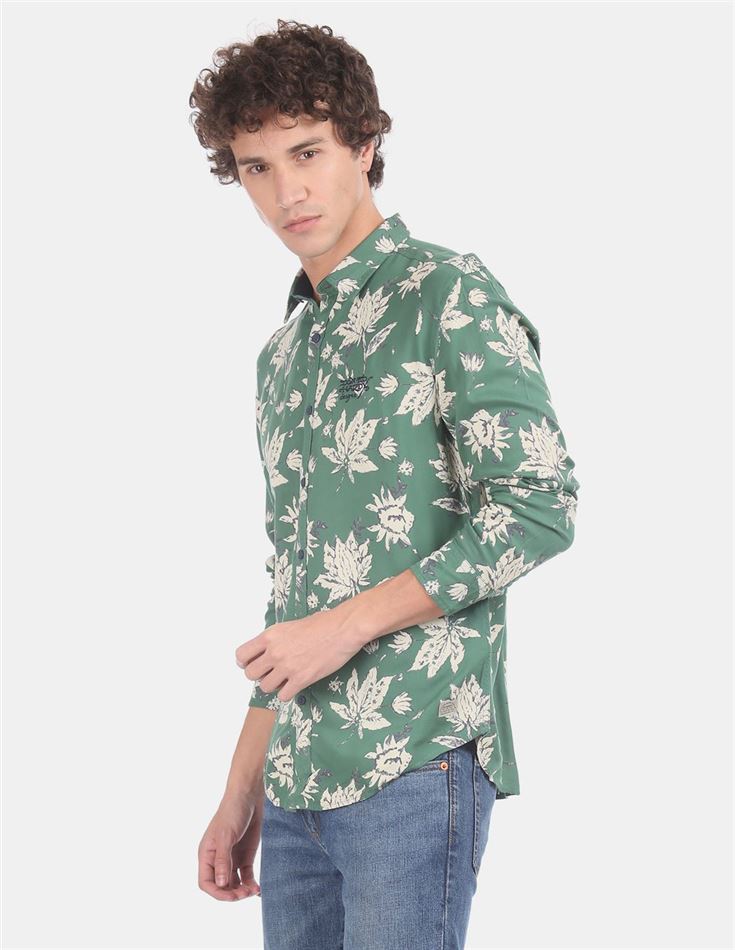 Ed Hardy Men Casual Wear Green Shirt